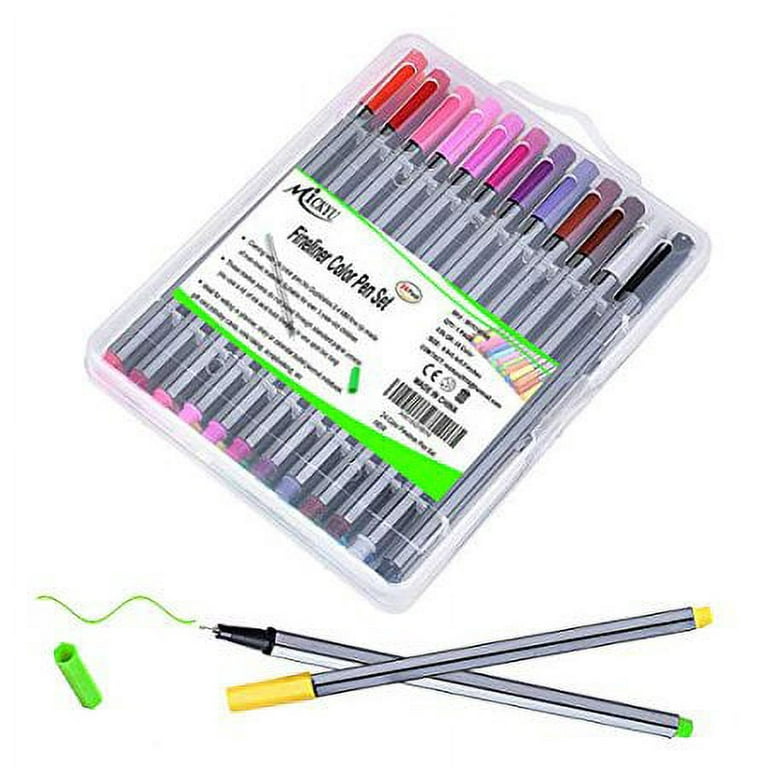 24 Color No Bleed Through Pens Markers Set 0.4 mm Fine Line Colored Sketch  Writing Drawing Pen for Bullet Journal Planner Note Taking and Coloring
