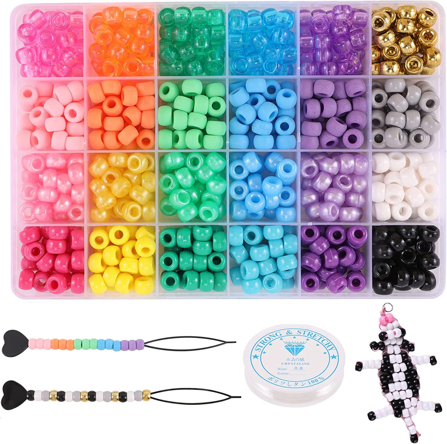 Pony Beads for Bracelets, Cridoz Bead Bracelet Making Kit Include 24 Colors  Pastel Pony Beads and Letter Beads Round for Bracelets Jewelry Making :  : Home