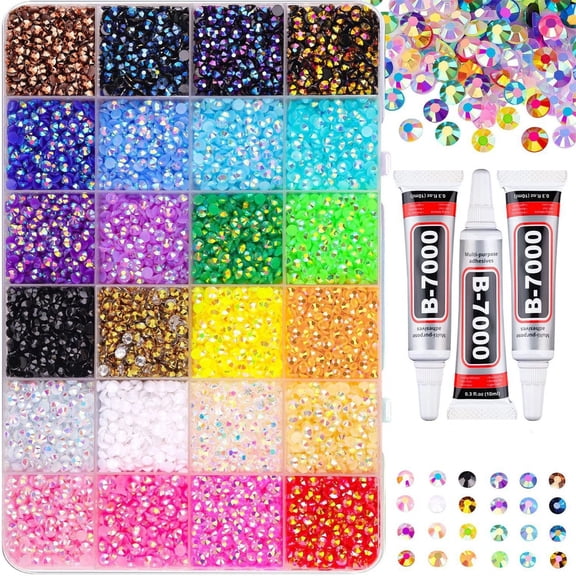 24 Color Resin Jelly Rhinestones for Bedazzling – Bedazzled Kits & Rhinestones for Clothes, Bedazzling, Rhinestone Kit, Flatback Rhinestones for Fashion Embellishments