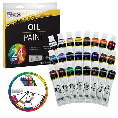 24 Color Set of Art Oil Paint in 12ml Tubes - Rich Vivid Colors for Artists, Students, Beginners - Canvas Portrait