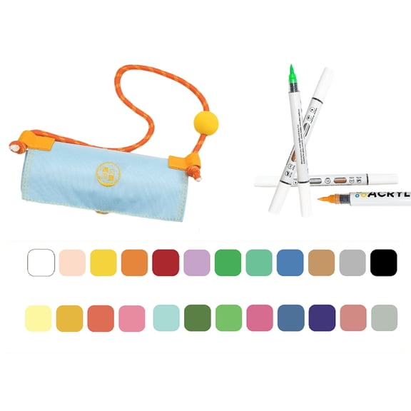 24-Color Tip Markers Portable Roll Case For Art Drawing Coloring Set