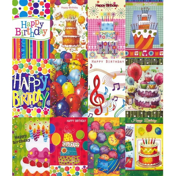 24 Colorful Assorted Birthday Greeting Cards
