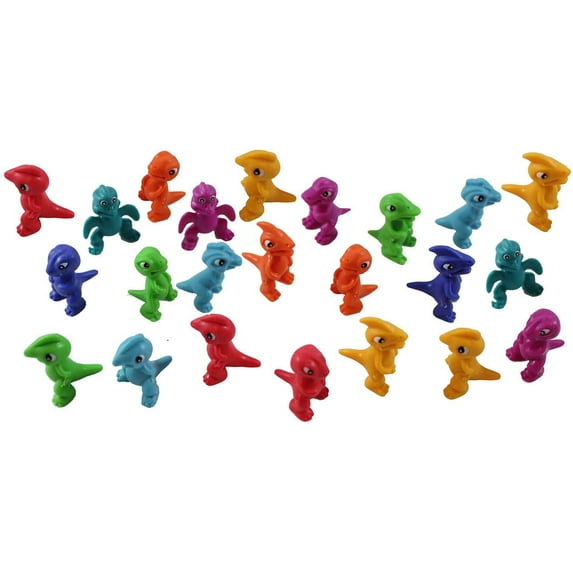 24 Colorful Cute Tiny Dinosaur Animal Figurines - Mini Dino Toys - Small Novelty Prize Toy - Party Favors - Gift- Easter Egg Filler - Small Novelty Prize Toy - Party Favors - Gift - Bulk 2 Dozen