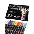 thumbnail image 1 of 24 Colors Acrylic Paint Markers with 12 Dual-Color Brush Tips, Double Tips Acrylic Paint Pens for Rocks, Eggs, Wood, Rock, Canvas, Plastic, Glass, Ceramic, 1 of 6