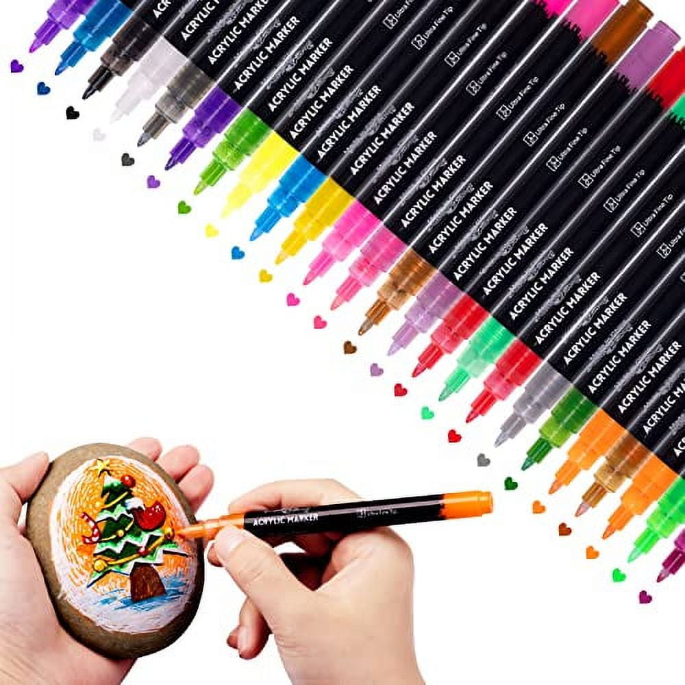PINTAR Acrylic Paint Markers/Pens Set for Rock Painting, Wood, Glass - Pack  of 24, 0.77 mm, 1 - Foods Co.