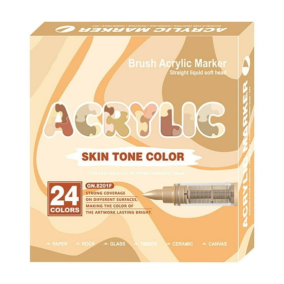 24 Colors Acrylic Paint Pens, Soft Brush Tip Paint Pens And Paint Markers, Acrylic Paint Pens For Wood, Stone, Canvas, Glass, Fabric, Eggs, Rocks Painting/10ml