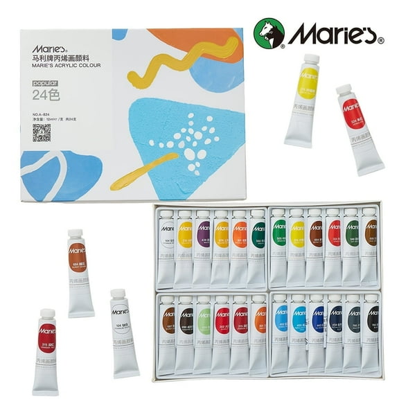 Acrylic Paint Set, 24 Colors x 12ml/0.4oz - Rich Pigments, Non-Toxic, Vibrant Colors for Canvas, Wood, Fabric & Crafts, Ideal for Artists, Beginners, Students & Hobbyists