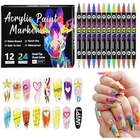 24 Colors  Art Pens Set, 2026   Art Markers for Gel Nails,   Polish Markers Quick Dry Dotting Point Liner Pens   Pens for Drawing Painting DIY  Art