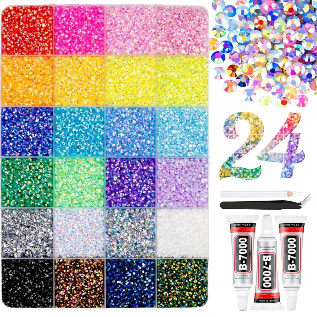 24 Colors Bedazzling Kit with Jelly Rhinestones, 32000PCS 3mm Flatback ...