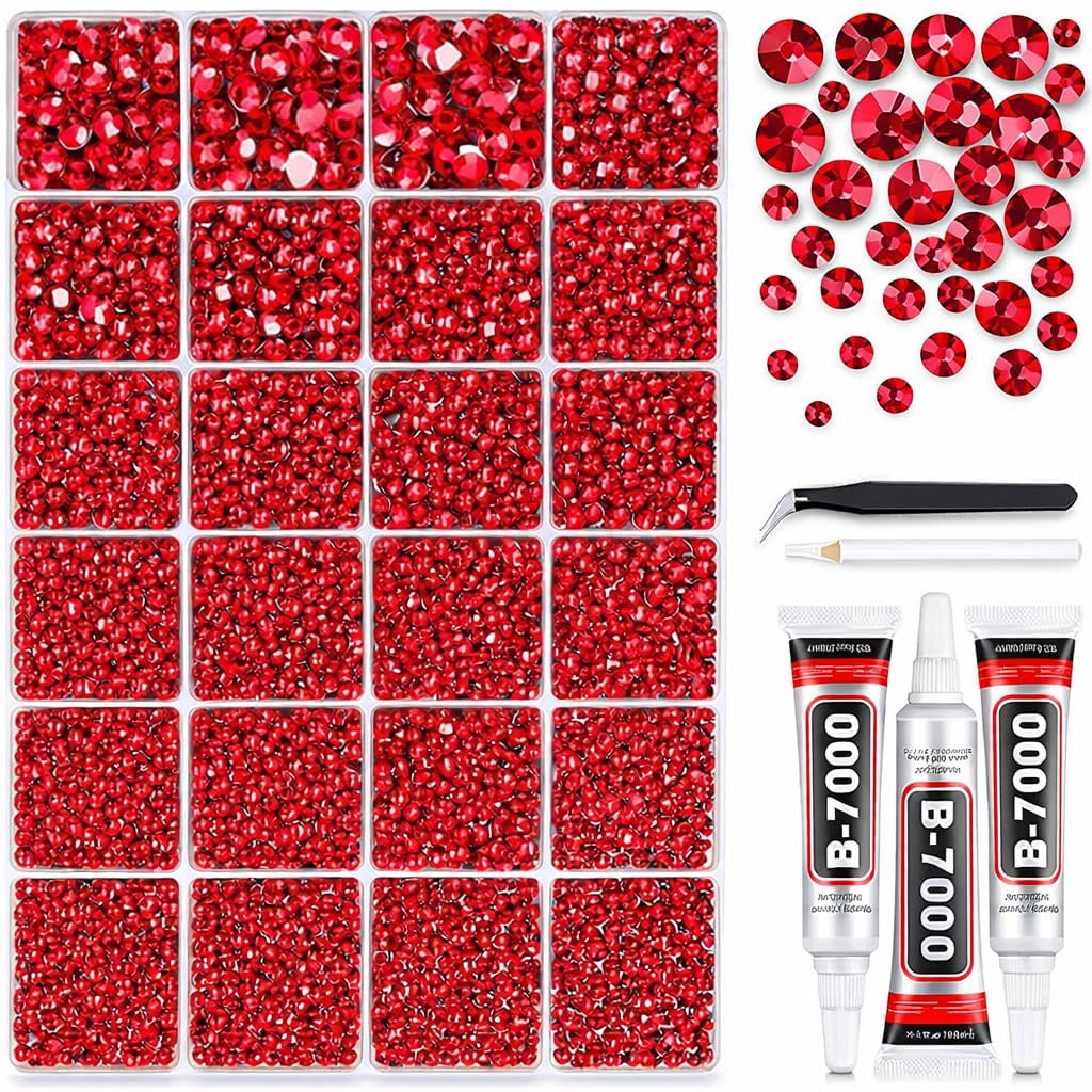 24 Colors Bedazzling Kit with Jelly Rhinestones, 32000PCS 3mm Flatback Resin Rhinestones with B7000 Glue,Rhinestone Kit for Crafts, Nail Art and Cloths