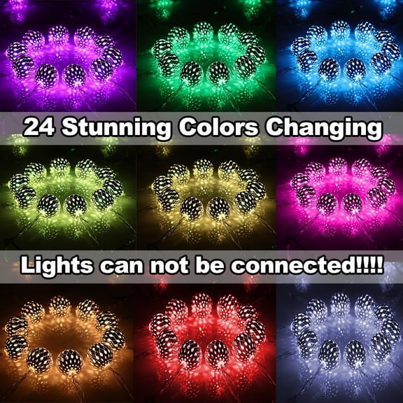 24 Colors Changing Globe String Light for Diwali Decor, 13ft 40 Silver Metal Balls LED Fairy Lights with Remote Timer Moroccan Orb Decorative Diwali Lights for Room Party Christmas Boho Dcor