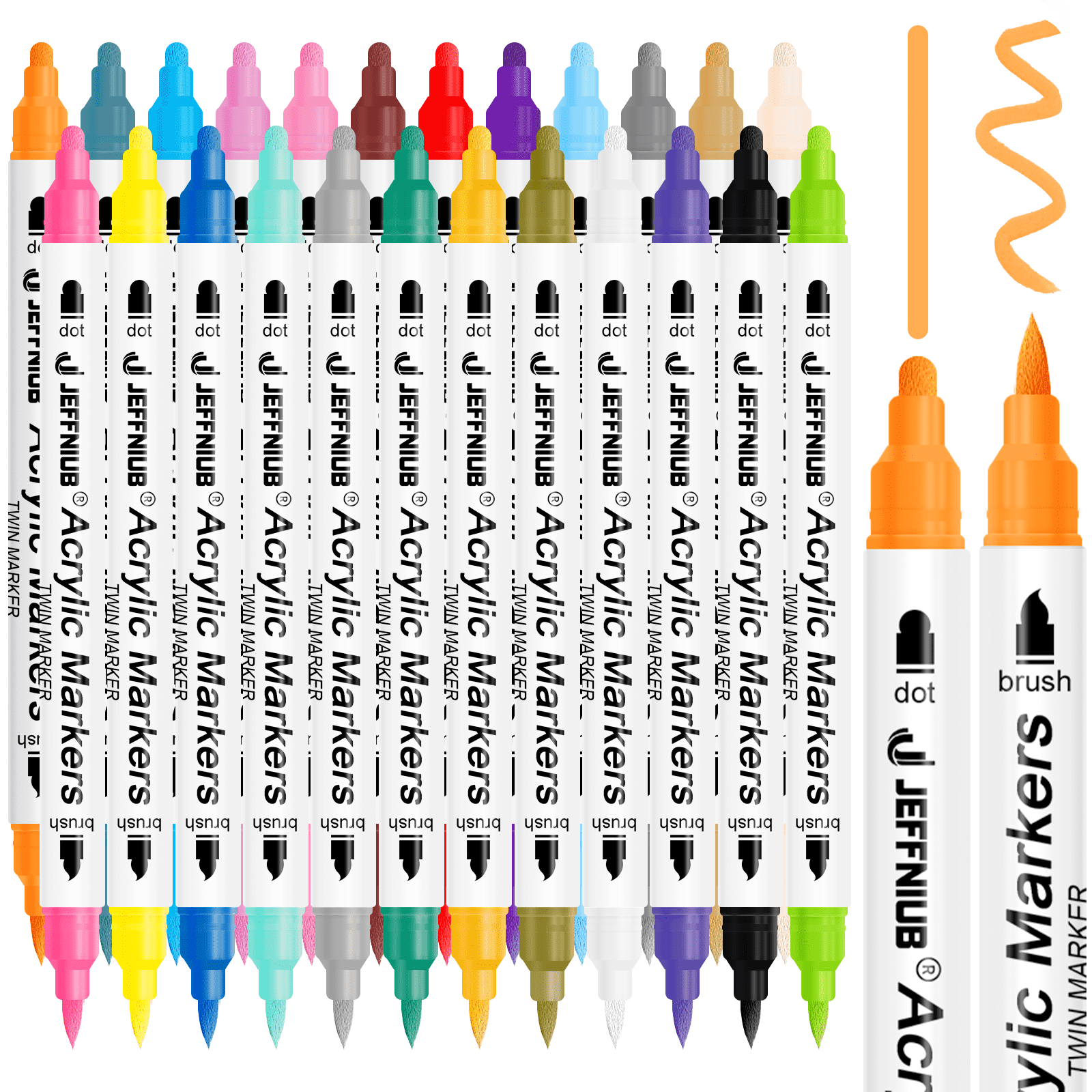 Acrylic Paint Pens Markers, 24 Colors Dual Tip Acrylic Paint Pens for Rock  Painting, Wood, Canvas, Stone, Glass, Ceramic Surfaces, DIY Crafts Making