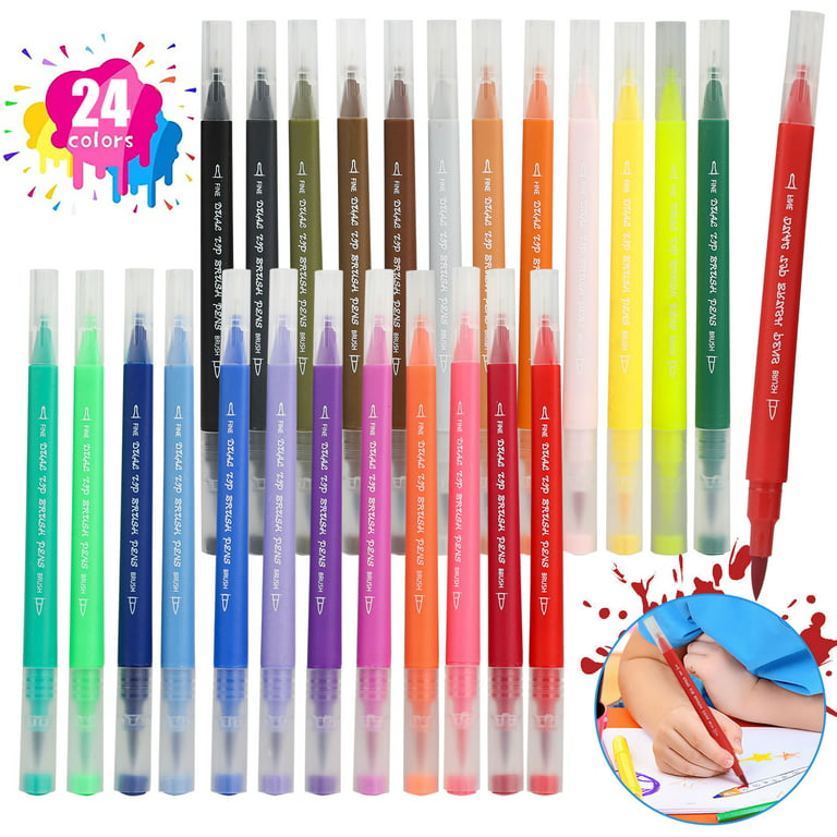 24 Color Fineliner Pens Set, Colored Sketch Writing Drawing Pens for  Journal - Helia Beer Co