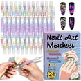thumbnail image 1 of 24 Colors Dual-Tip Nail Art Marker Pens, Water-Based Quick-Dry Acrylic Paint Pens for DIY Manicure, Fine & Brush Tips, No UV Lamp Needed, 1 of 6