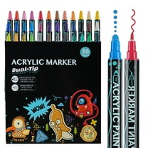 24 Colors Dual Tips Art Marker Drawing Acrylic Paint Marker Pens Set For Rock Painting Ceramic Glass Wood