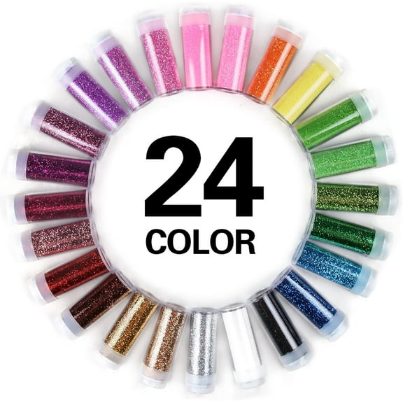 24 Colors Extra Fine Iridescent Rainbow Glitter Set for Resin Craft, Nail Art, Makeup, Face, Hair, Christmas, Halloween, Tumbler, Arts, Crafts