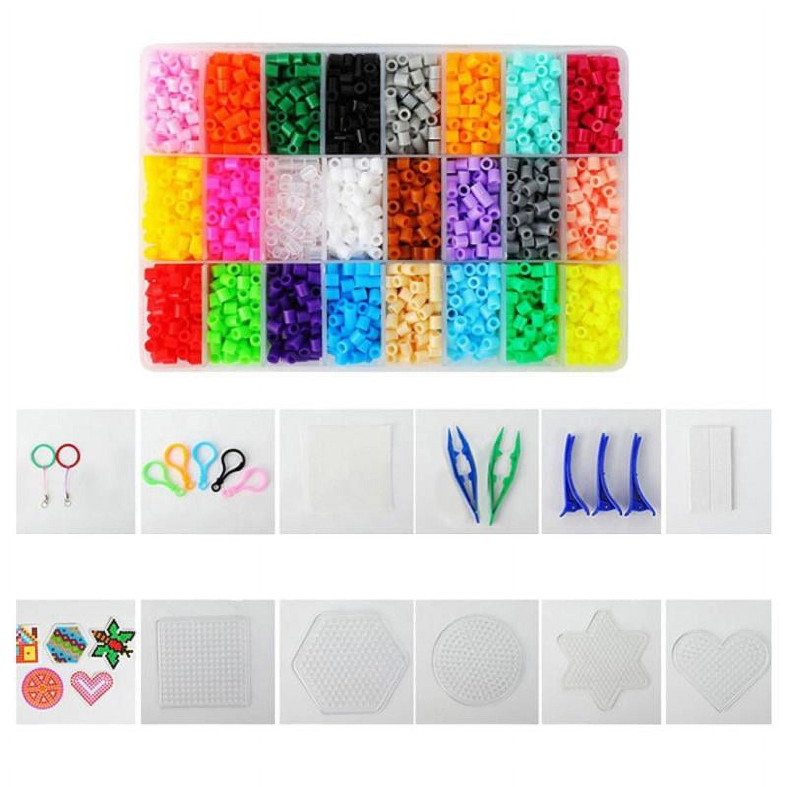 24 Colors Fuse Beads Kit, Fusion Hama Beads, Perler Beads, Ironing Paper  for Kids Crafts Beading Activity Puzzles Toys for Boys 