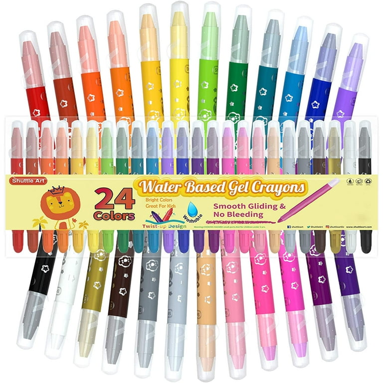 24 Colored Washable Premium Crayons Coloring Set for Kids