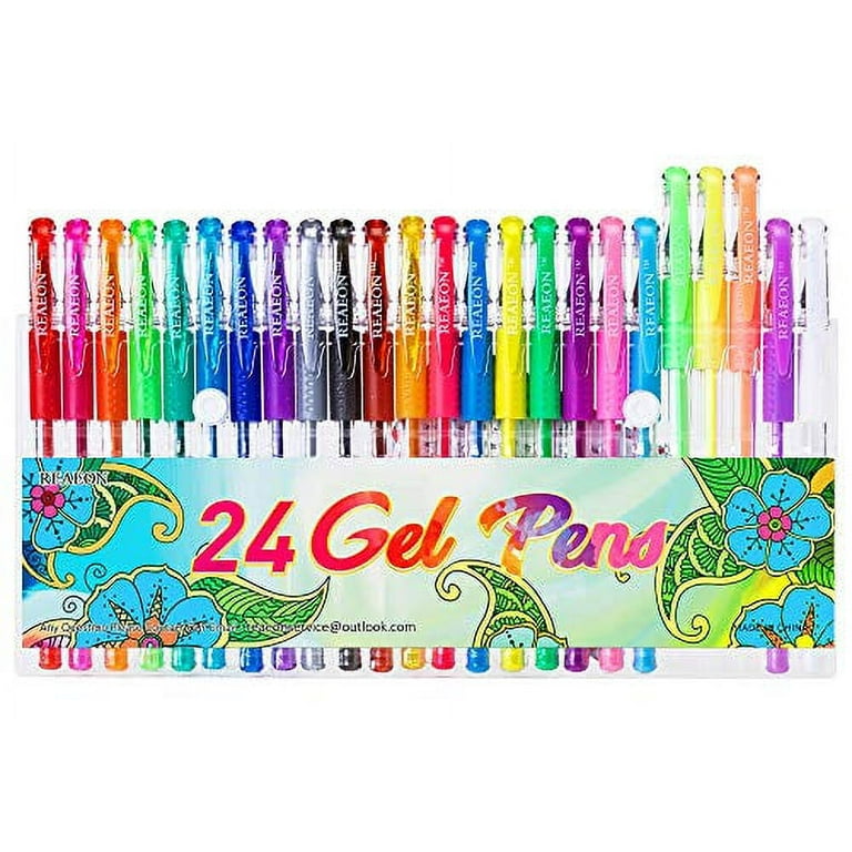 24 Colors Gel Pens, Coloring Gel Pen Art Markers for Journal Adult