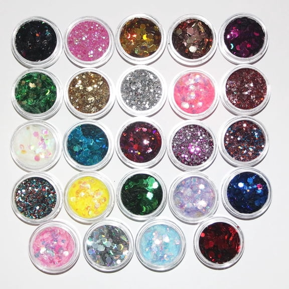 24 Colors Holographic Chunky Fine Glitter Mix - Iridescent Multi-Shape Sequins for Art, Art, , , Hair, - Grade Sparkle for Tumbler, DIY Craft, Festival Decor
