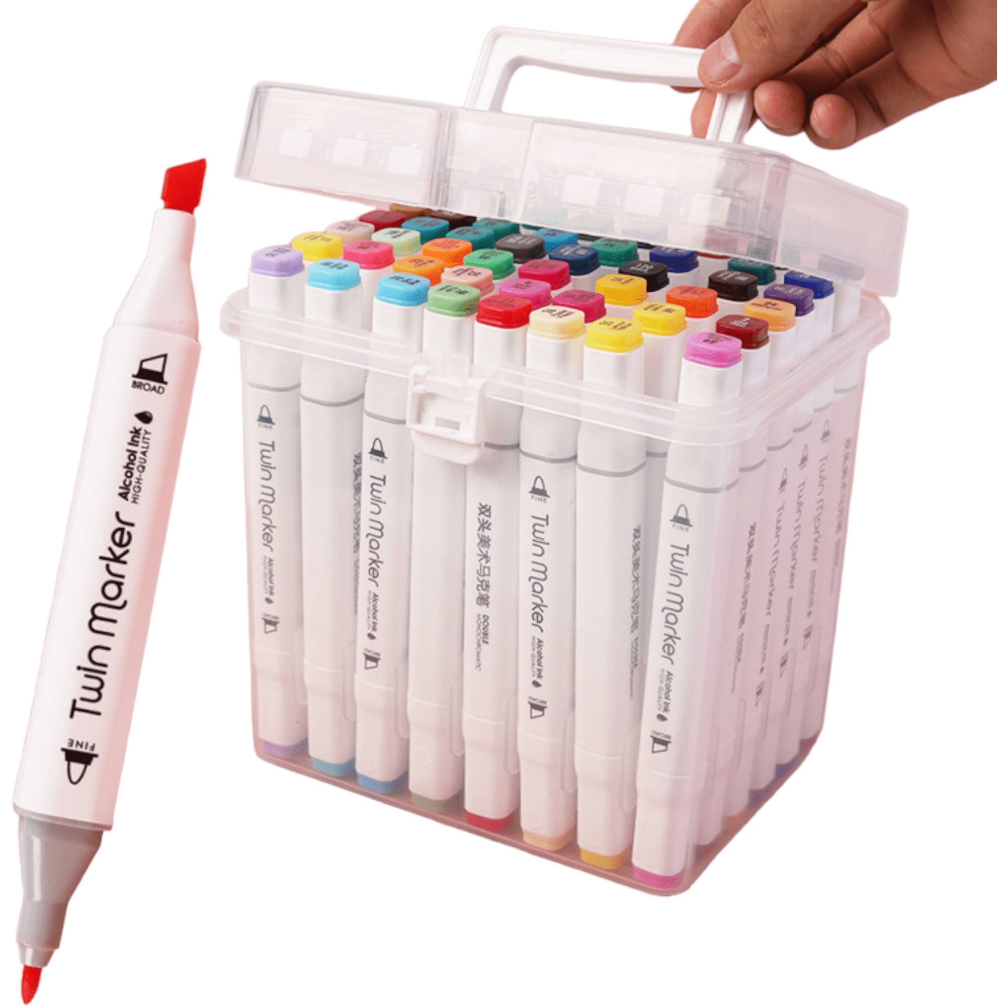 Deli 60 Colors Dual Tip Alcohol Markers, Art Markers Set Art Supplies Permanent Marker with Storage Box