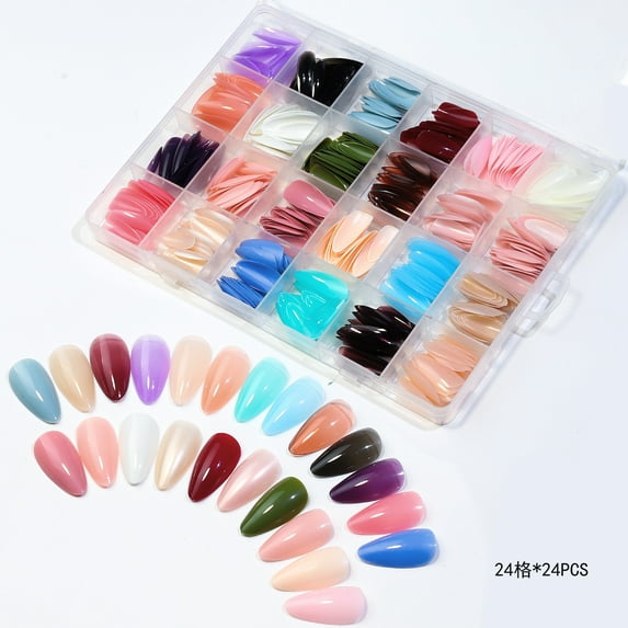 24 Colors Matte Pressed Nails, False Nails, Acrylic False Nail Set, Square Short Pressed Nails, Small Nail Tip Pinky False Nails-1