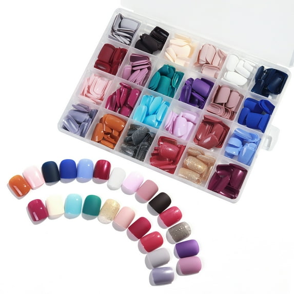 24 Colors Matte Pressed Nails, False Nails, Acrylic False Nail Set, Square Short Pressed Nails, Small Nail Tip Pinky False Nails-5