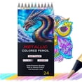 thumbnail image 1 of 24 Colors Metallic Colored Pencils Set,Premium Oil-Based Art Pencils for Adult Coloring Books, Drawing, Sketching & Shading, Smooth, Vibrant & Lightfast Pigments for Artists, 1 of 6