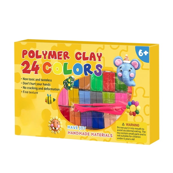 24 Colors Polymer Clay Set for Kids Non-Toxic, Soft, and Easy to Mold Craft Clay Kit with Tools for Creative Play