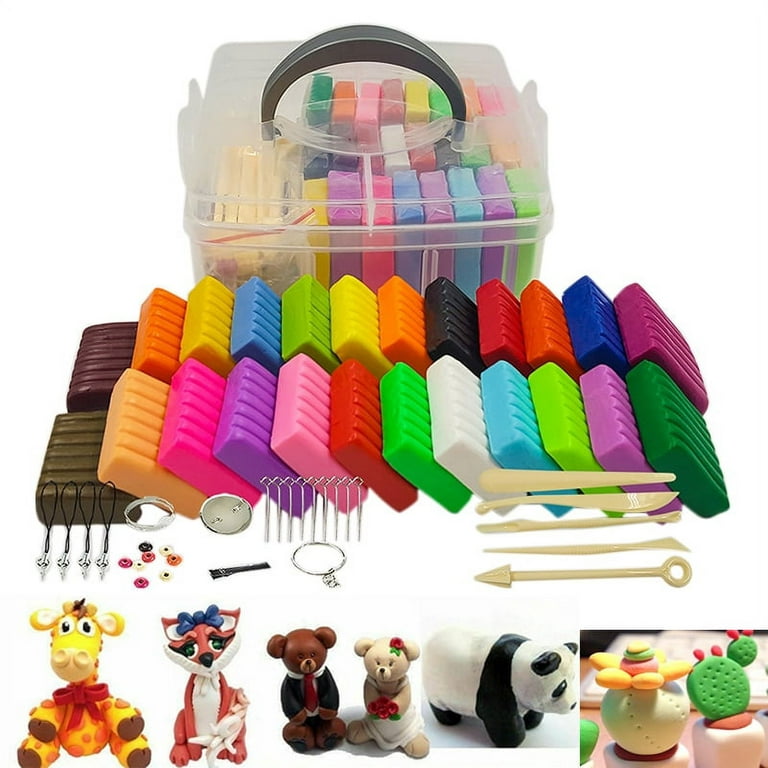 DEWEL Polymer Clay Set in 24 Colours, Children's DIY Oven Bake Modelling  Clay Soft Craft Clay with Modelling Tools, Ideal Gifts for Children, Dough  for Imaginative and Creative Play 