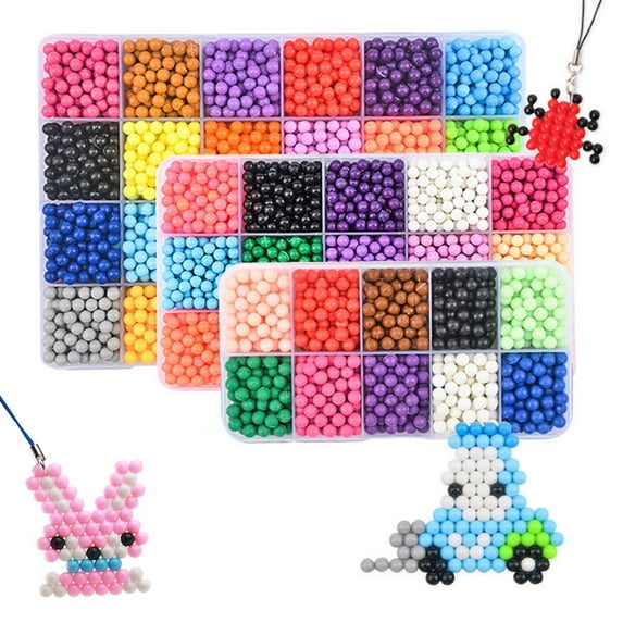 24 Colors Water Fuse Beads Kit 2400pcs Water Sticky Beads DIY Art Crafts Toy with Pegboards and Accessories Decoration for Kids Beginners