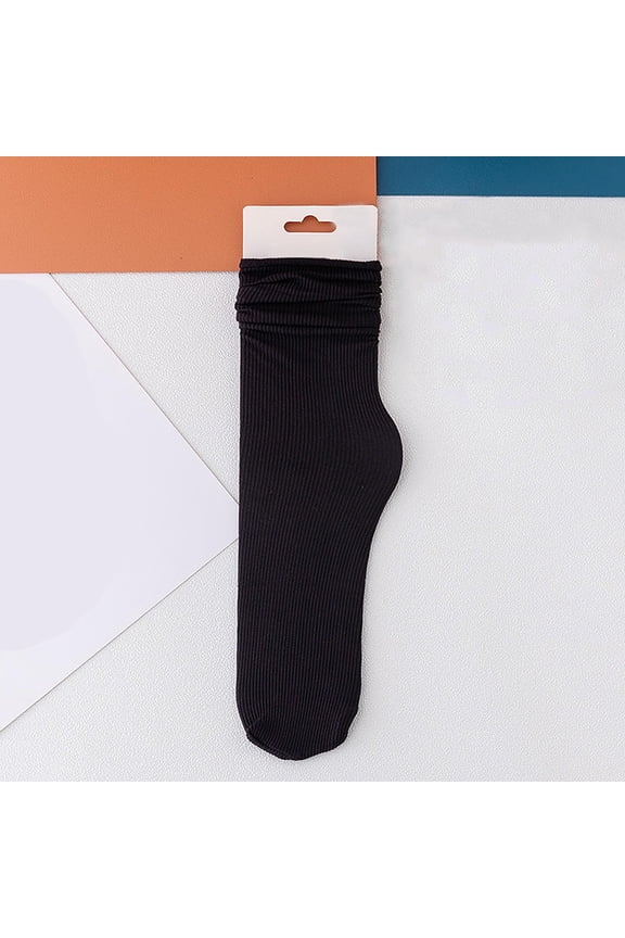 24 Colors Women's Ice Socks, Summer Thin Cooling Socks, Breathable Mid-Calf Stockings, Casual Socks for Daily Wear, Fashion Casual Socks - Black