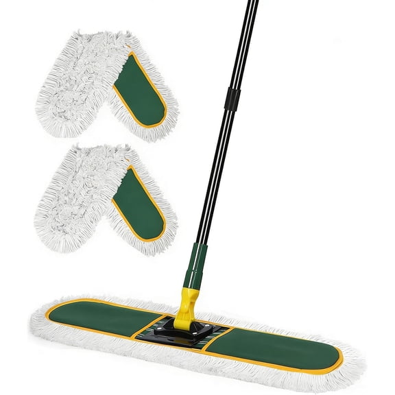24" Commercial Dust Mop for Floor Cleaning, Heavy Duty Large Mop with Replacement Mops Pads, Industrial Duster Floor Wet Dry Broom for Cleaning Office Garage Hardwood Warehouse