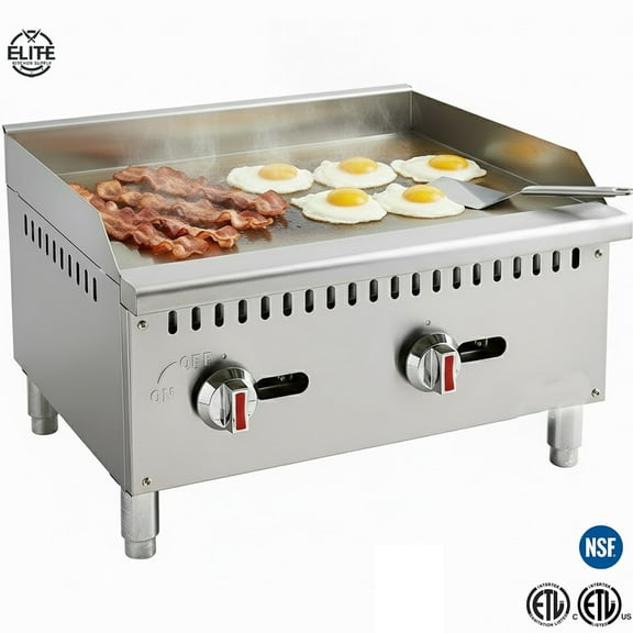 24" Commercial Gas Griddle – 60,000 BTU, Natural Gas/Propane Convertible, NSF & ETL Certified