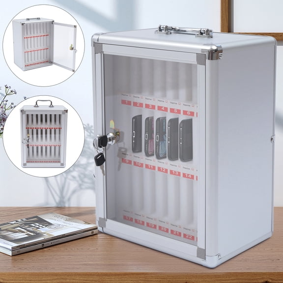 24-Compartment Cell Phone Storage Cabinet with Lock, Wall-Mountable & Desktop, Transparent Acrylic Panel, Secure & Durable, for Schools & Offices