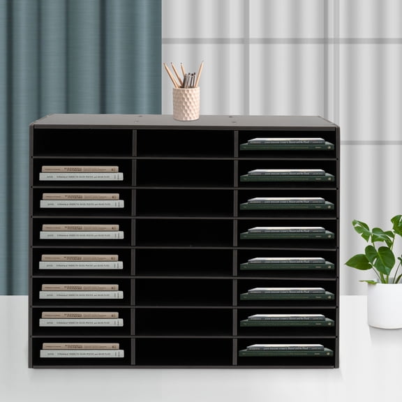 24 Compartment Literature Organizer Desktop File Holder Office Mailbox Cabinet