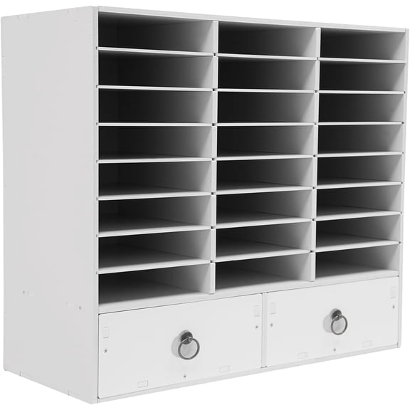 24-Compartment Paper and Mail Organizer, PVC File Storage Cabinet, for Home Office Study Document & Book Organization