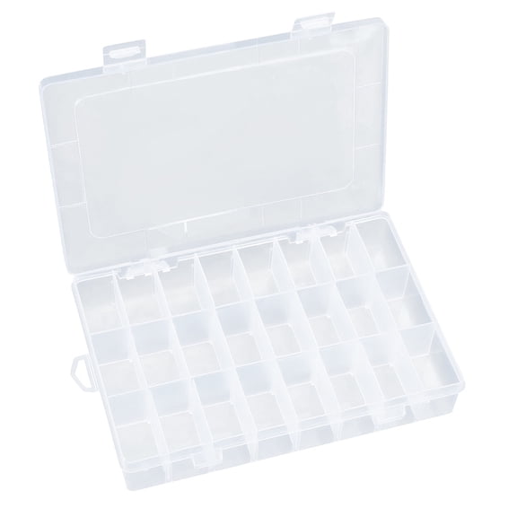 24 Compartments Bead Organizer with Removable Dividers Container Rectangle Transparent Clear Plastic Stored Organizers Storage Grids Box DIY