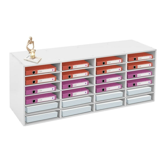 24 Compartments Classroom Mailbox, Literature Organizer, Desktop File Sorter Mail Center, Paper Storage Cabinet for Home School Office