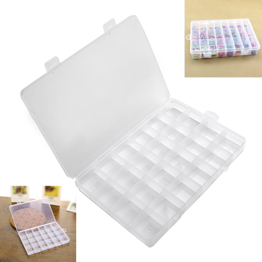 24-Compartments Plastic Clear Box Jewelry Bead Storage Container Craft ...