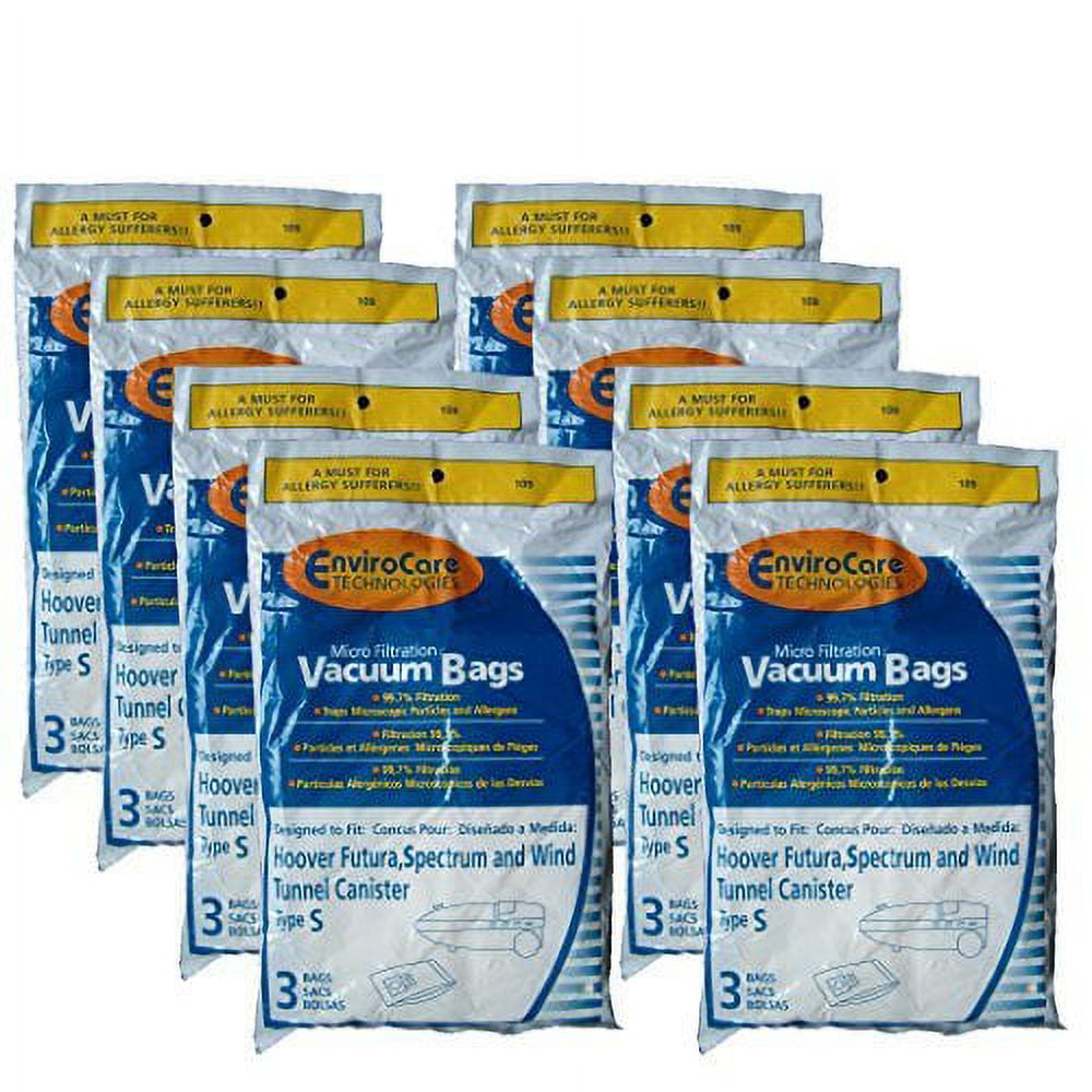 24 Compatible with Hoover Windtunnel Allergy Vacuum Type S Bags, Futura, Spectrum, Power Max Vac