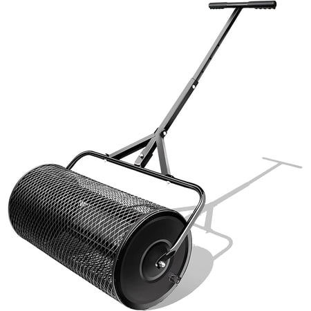 24" Compost Spreader Peat Moss Spreader with Upgrade Latches - AESRAOU Durable Metal Mesh Fertilizer Spreaders for Lawn and Garden Multi-Purpose Seed Spreader (Black-L)