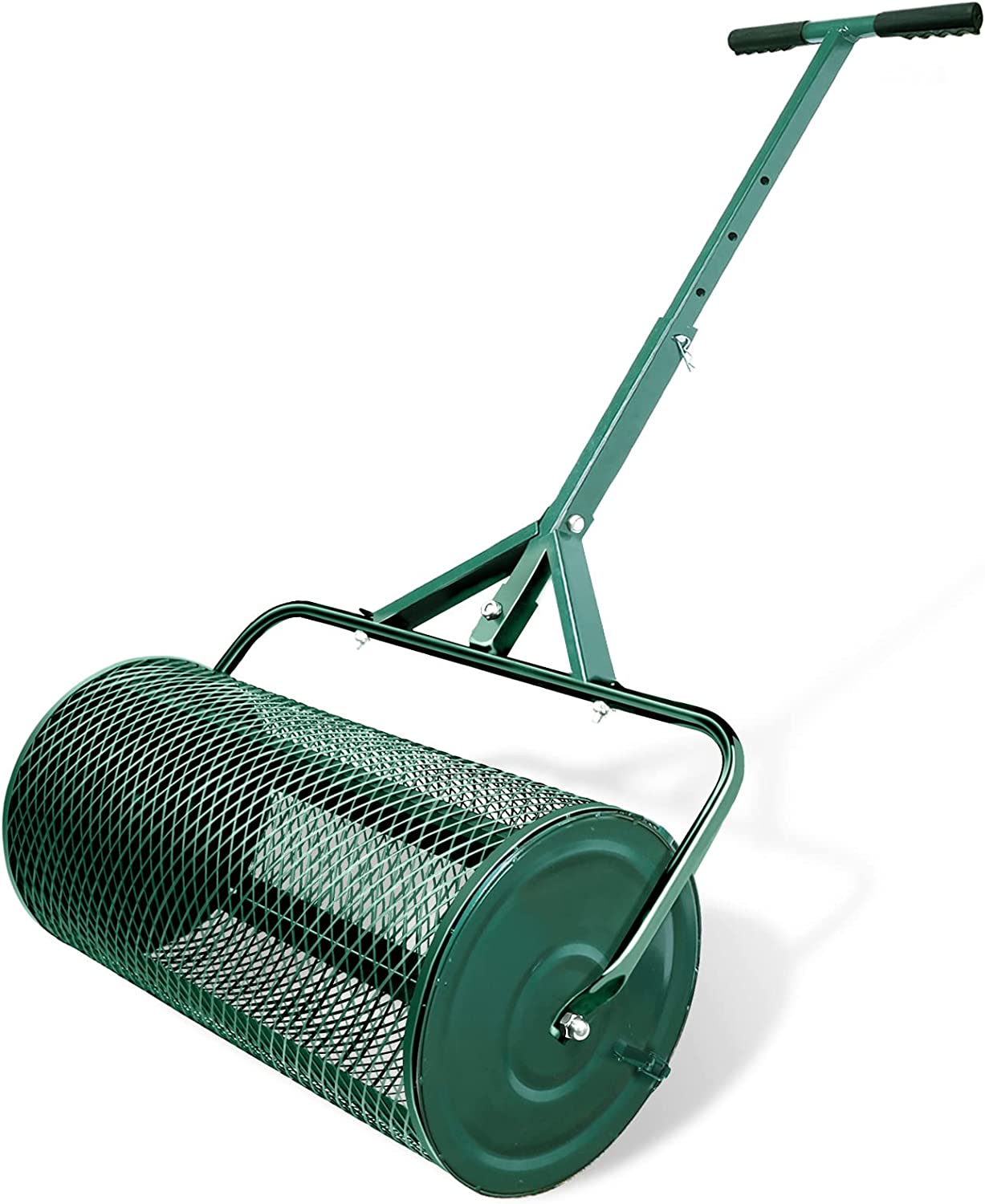 24" Compost Spreader Peat Moss Spreader with Upgrade Latches AESRAOU