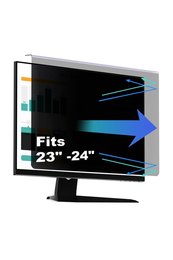 24" Computer Privacy Screen Filter for 16:9 Monitor, Hanging Type Anti Blue Light Glare Filter Desktop Monitor Privacy Film, Anti Scratch Privacy Screen Protector for 23, 23.6, 23.8 Inch Monitor