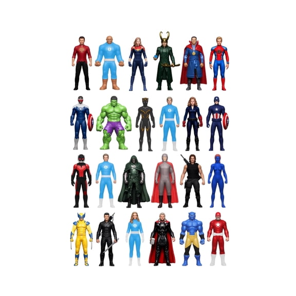 24 Count Action Figure Pack, 4.3 Inch Various Superhero Multi‑Hero Non‑Movable Models, Home Desktop Display Decor Gift Set, Teen Boys Girls Collectible Playset