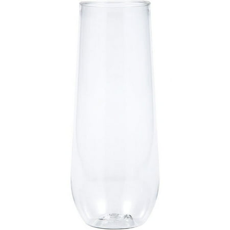 24/Case Bulk Clear 9 oz Plastic Stemless Champagne Flutes
