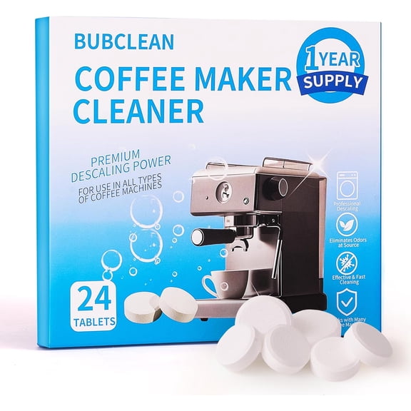 24 Count Coffee Maker Cleaner Tablets, Coffee Machine Descaler, Compatible with Multi Coffe Maker, Removes Dirt Limescale for Drip Coffe and Espresso Machines