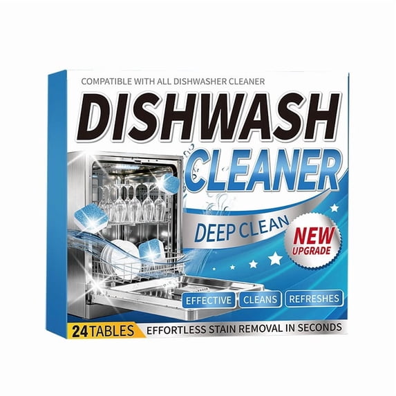 24 Count Dishwasher Cleaner Tablets Deep Clean Deodorize Removes Limescale Grease Safe for All Brands Septic Portable