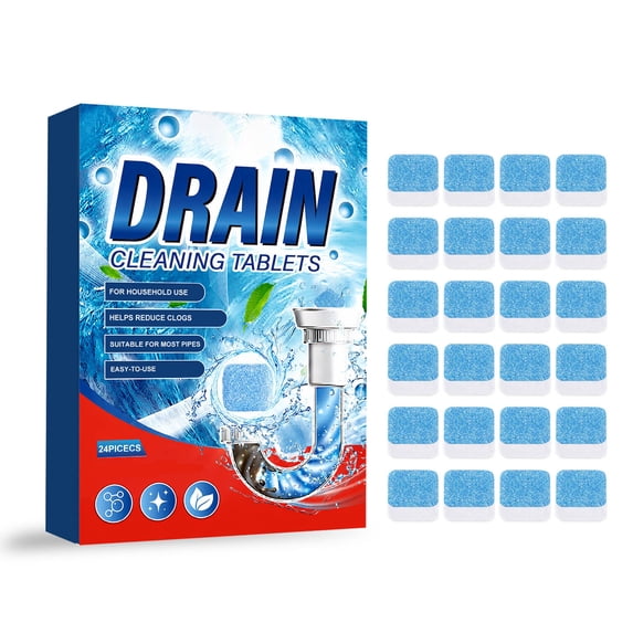 24 Count Drain Cleaning Tablets, Effervescent Sink and Pipe Deodorizer ...