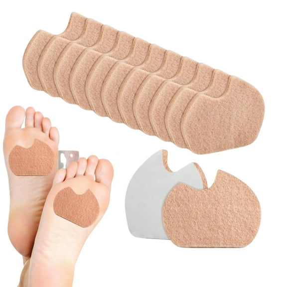 24-Count Forefoot Cushion Pads - Ultra Comfort & Friction Guard for Ball of Foot Pain - Self-Adhesive Metatarsal Pads for Sports and Daily Wear